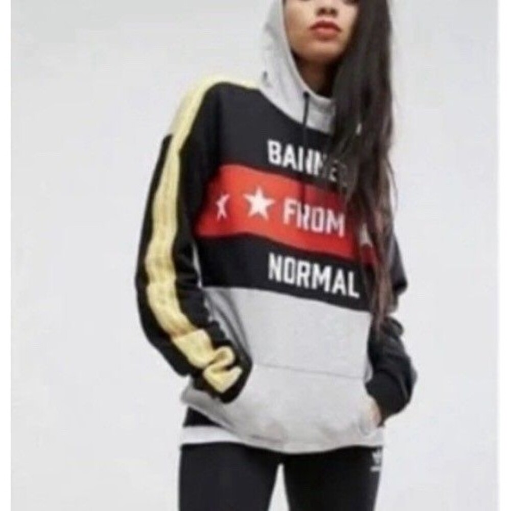 Adidas X Rita Ora Multicolor “Banned From Normal” Logo Hooded Sweatshirt Medium